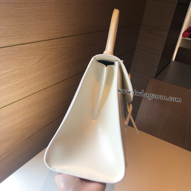 Delvaux頂級原單Brillant box皮雙環象牙白手提女包 德爾沃專櫃經典款Brillant PM包袋 bxs1068